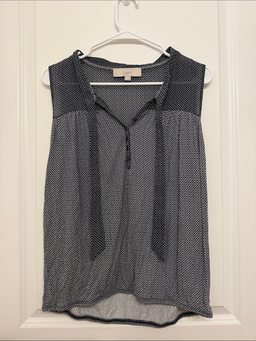 LOFT Navy and White Sleeveless Dot Pattern Camisole